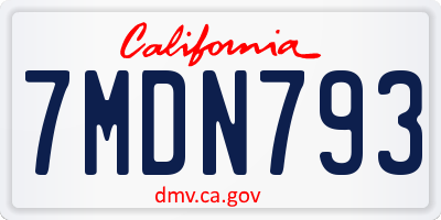CA license plate 7MDN793