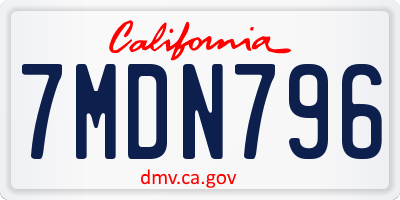 CA license plate 7MDN796
