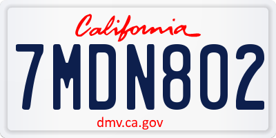 CA license plate 7MDN802