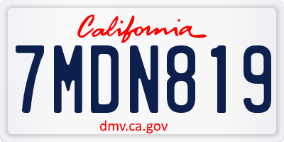 CA license plate 7MDN819