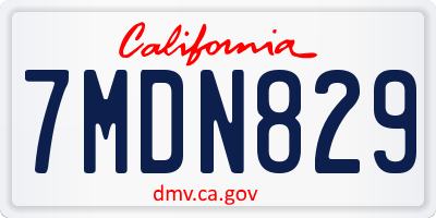 CA license plate 7MDN829