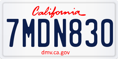 CA license plate 7MDN830