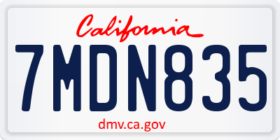 CA license plate 7MDN835