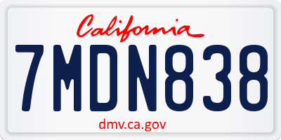 CA license plate 7MDN838