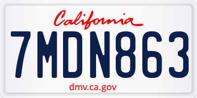 CA license plate 7MDN863