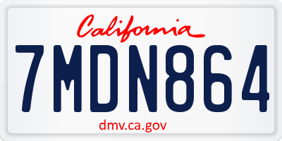 CA license plate 7MDN864