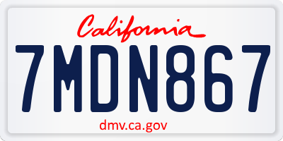 CA license plate 7MDN867