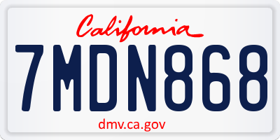 CA license plate 7MDN868