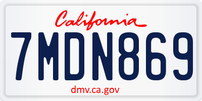 CA license plate 7MDN869
