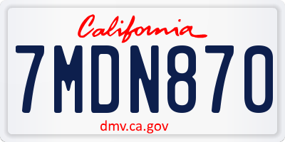 CA license plate 7MDN870