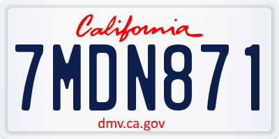 CA license plate 7MDN871