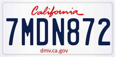 CA license plate 7MDN872