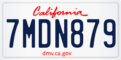 CA license plate 7MDN879