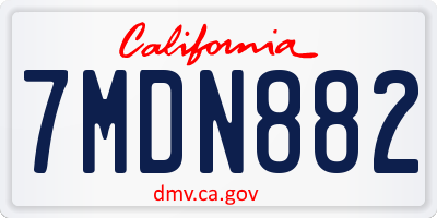 CA license plate 7MDN882