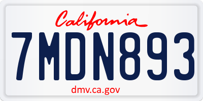 CA license plate 7MDN893