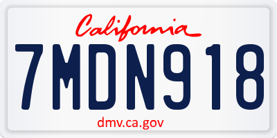 CA license plate 7MDN918