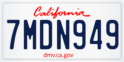 CA license plate 7MDN949