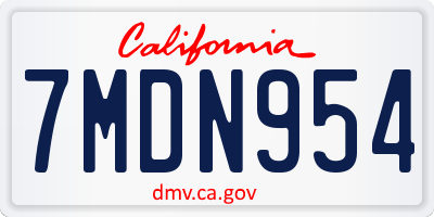 CA license plate 7MDN954