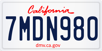 CA license plate 7MDN980