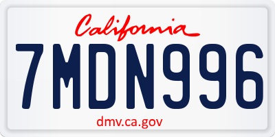CA license plate 7MDN996