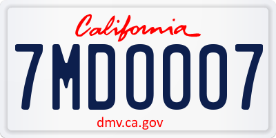 CA license plate 7MDO007