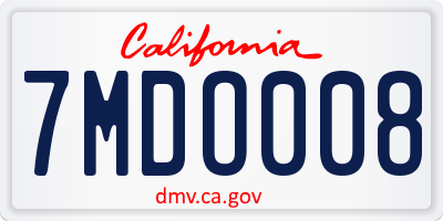 CA license plate 7MDO008