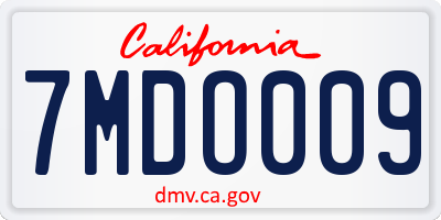 CA license plate 7MDO009