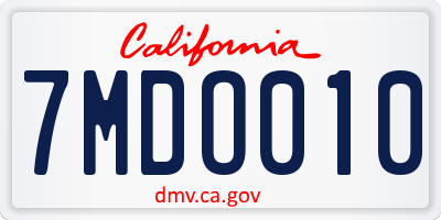 CA license plate 7MDO010