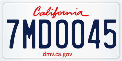 CA license plate 7MDO045