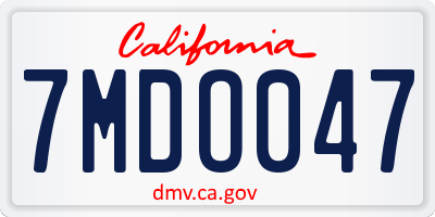 CA license plate 7MDO047