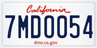 CA license plate 7MDO054