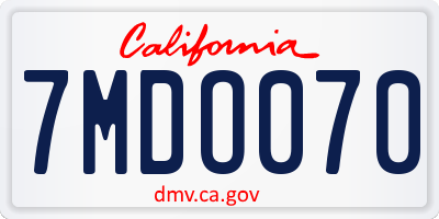 CA license plate 7MDO070