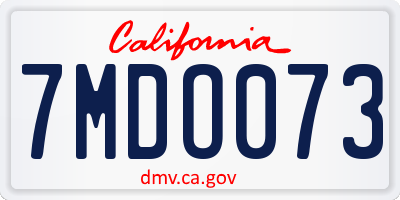 CA license plate 7MDO073