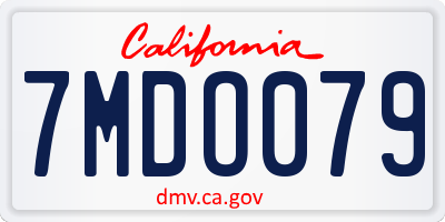 CA license plate 7MDO079