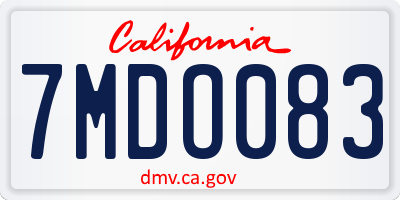 CA license plate 7MDO083