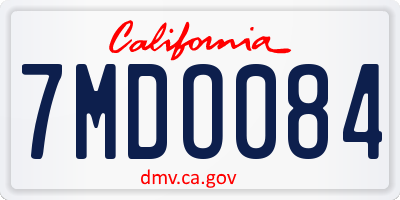 CA license plate 7MDO084