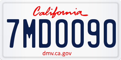 CA license plate 7MDO090