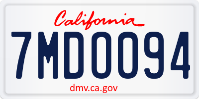 CA license plate 7MDO094