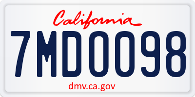 CA license plate 7MDO098
