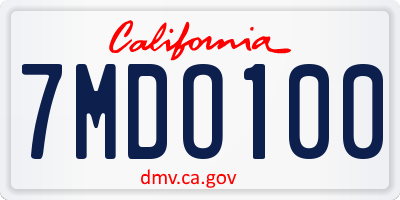 CA license plate 7MDO100