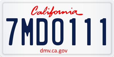 CA license plate 7MDO111