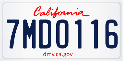 CA license plate 7MDO116