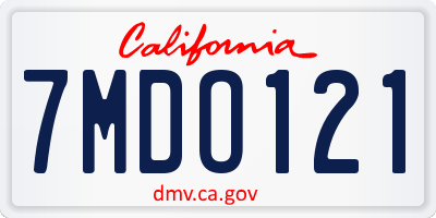CA license plate 7MDO121