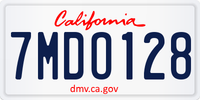 CA license plate 7MDO128