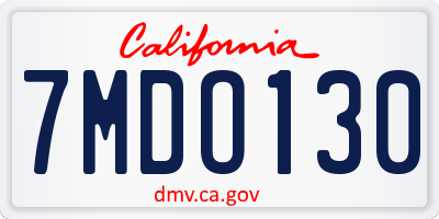 CA license plate 7MDO130