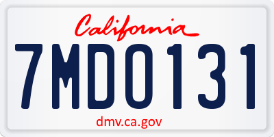 CA license plate 7MDO131