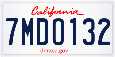 CA license plate 7MDO132