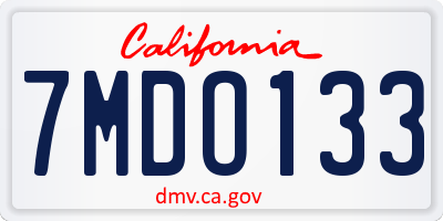 CA license plate 7MDO133