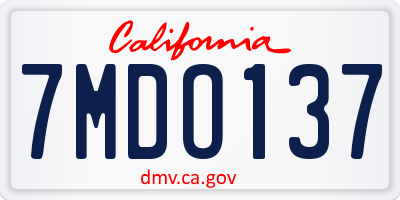 CA license plate 7MDO137