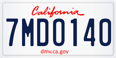 CA license plate 7MDO140